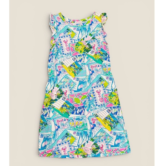 Lilly Pulitzer Dresses & Skirts - Lilly Pulitzer Womens Small Postcard Print Palm Beach Cotton Shift Dress Multi